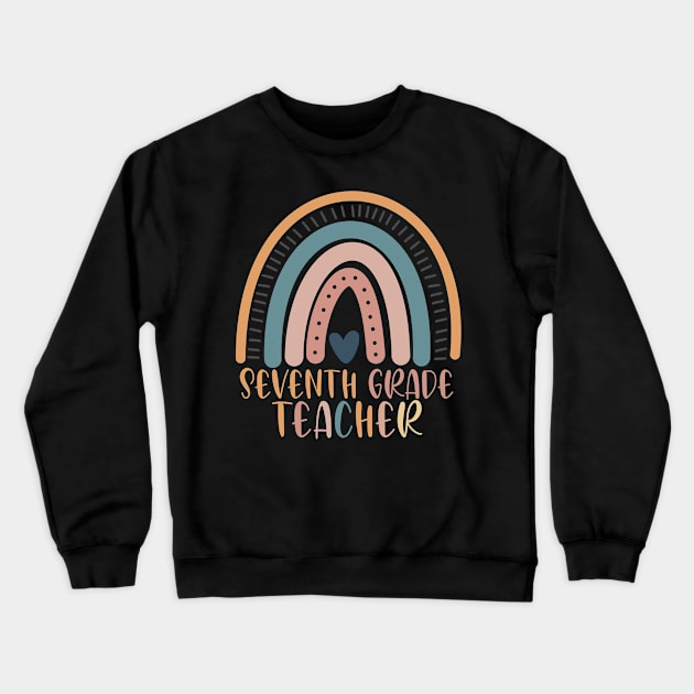 Boho Rainbow Seventh Grade Teacher Kinder Back to School Crewneck Sweatshirt by sevalyilmazardal